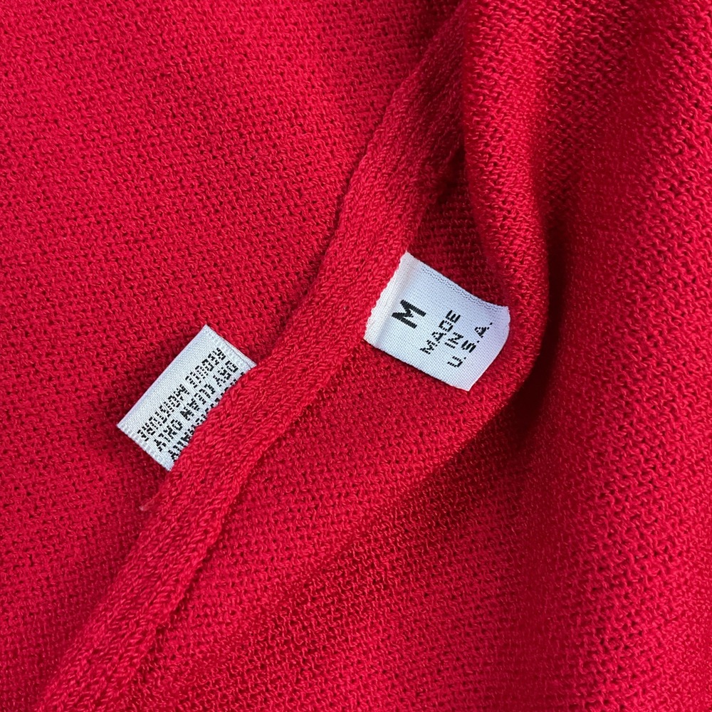 St John Marie Gray‎ Cardigan Womens M Red Santana Knit Gold Buttons Vintage - Picture 2 of 9